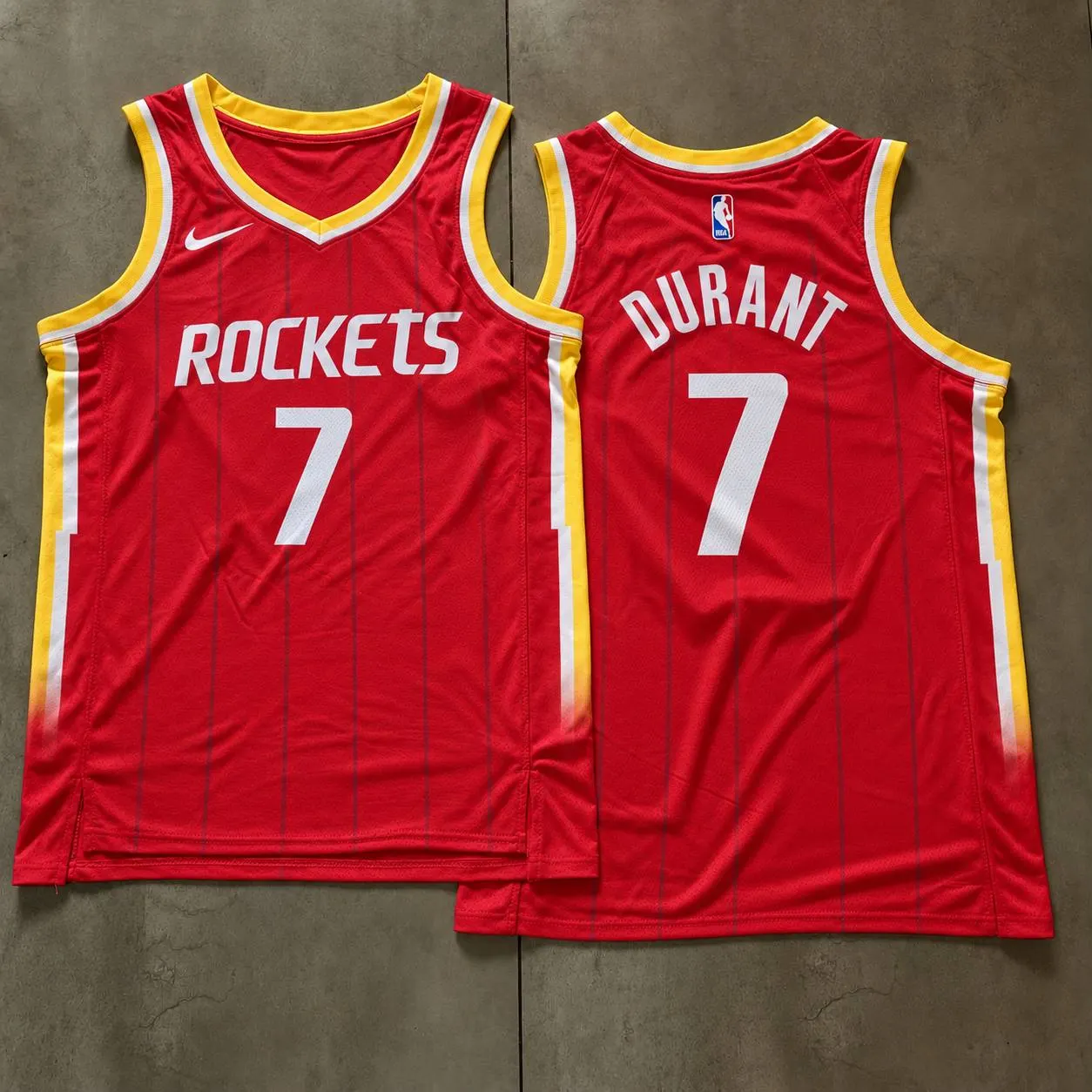 Houston Rockets Kevin Durant Red Pinstripe Jersey