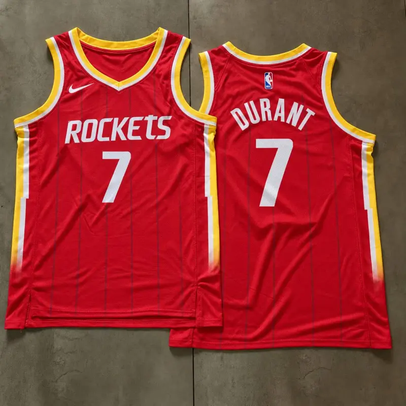 Houston Rockets Kevin Durant Red Pinstripe Jersey