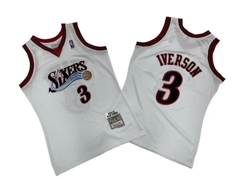 PHILADELPHIA 76ERS ALLEN IVERSON WHITE VINTAGE JERSEY