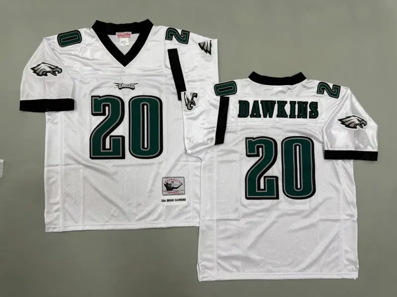 PHILADELPHIA EAGLES BRIAN DAWKINS WHITE VINTAGE JERSEY