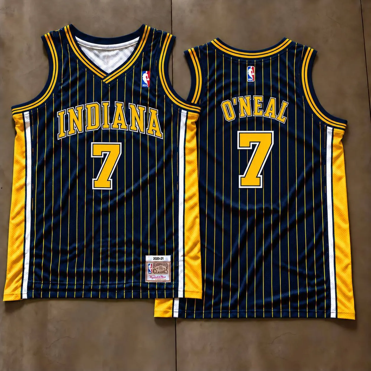Indiana Pacers Jermaine O'Neal Navy Pinstripe Jersey