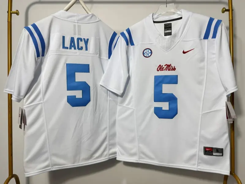OLE MISS REBELS KEWAN LACY WHITE JERSEY