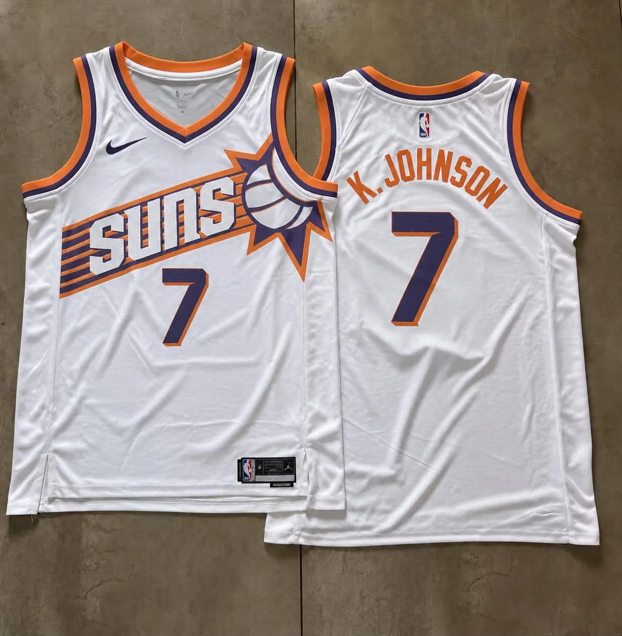 Phoenix Suns Kevin Johnson White Sunburst Jersey