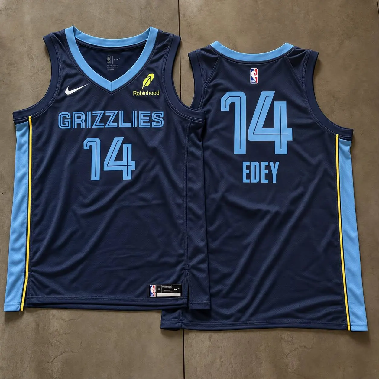 Memphis Grizzlies Zach Edey Navy And Light Blue Jersey