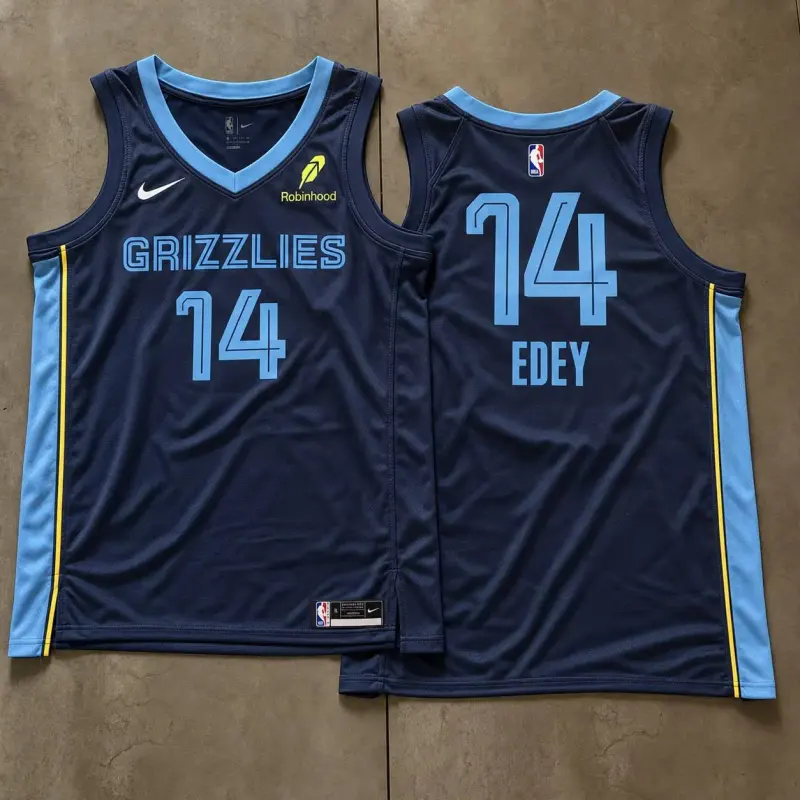 Memphis Grizzlies Zach Edey Navy And Light Blue Jersey