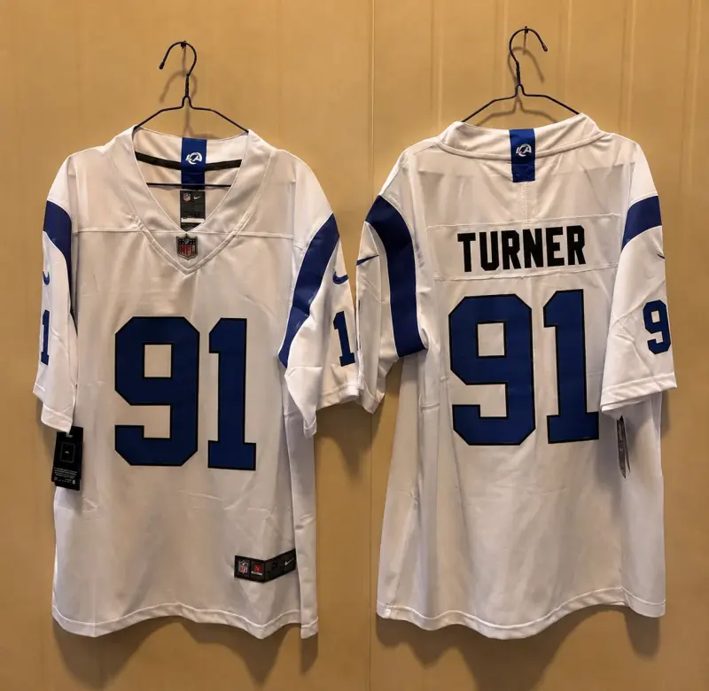LOS ANGELES RAMS KOBIE TURNER WHITE JERSEY