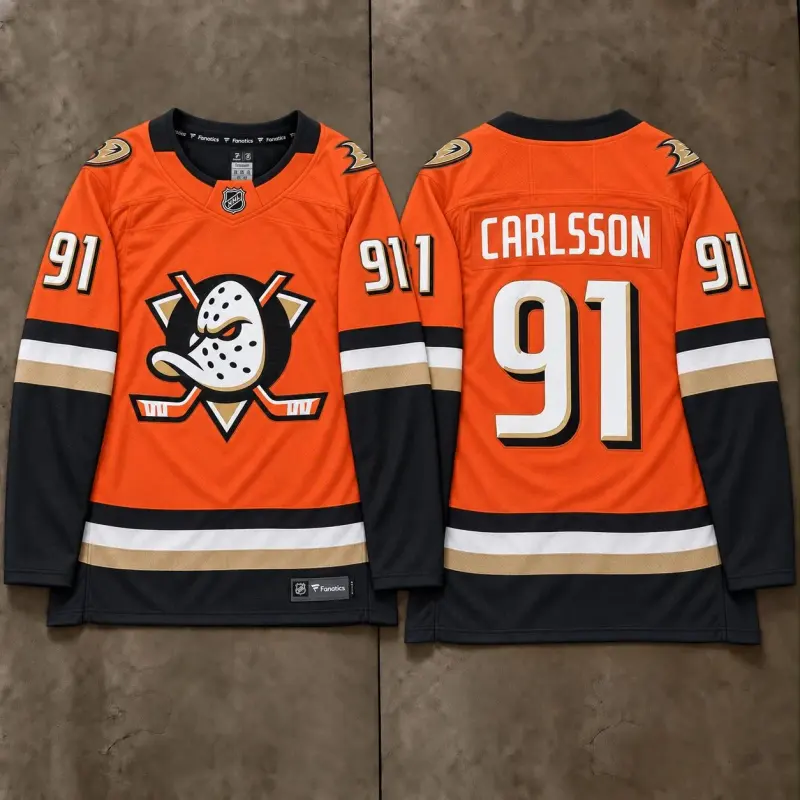ANAHEIM DUCKS LEO CARLSSON ORANGE JERSEY