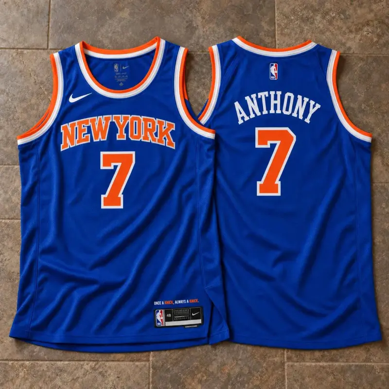 New York Knicks Carmelo Anthony Blue Jersey