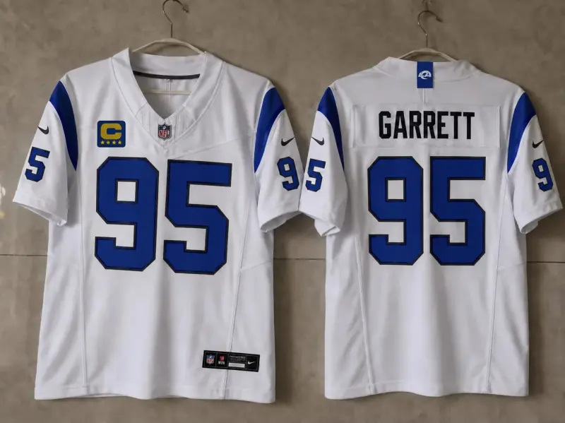 LOS ANGELES RAMS MYLES GARRETT WHITE CAPTAIN JERSEY