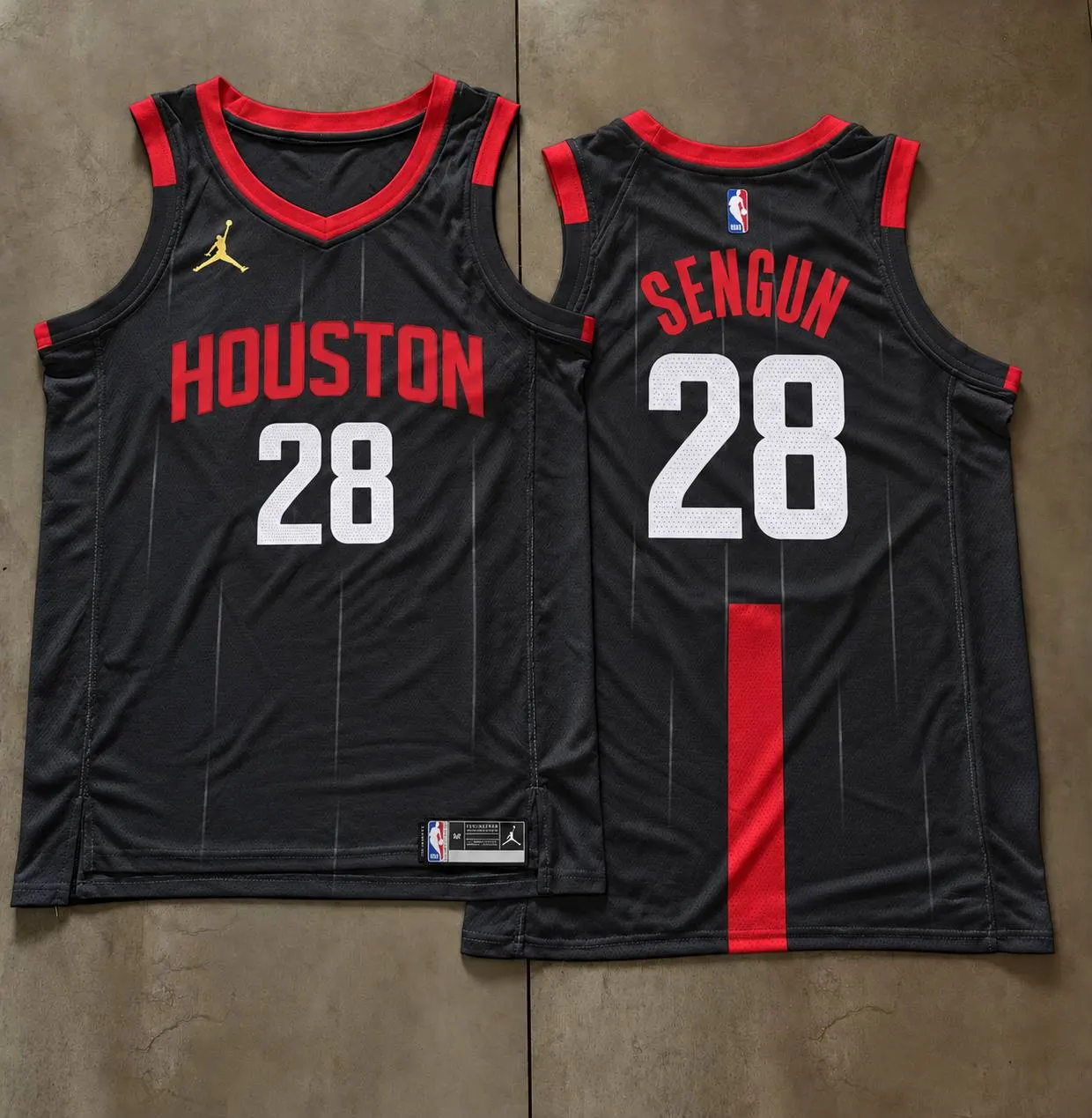 Houston Rockets Alperen Sengun Black Pinstripe Jersey