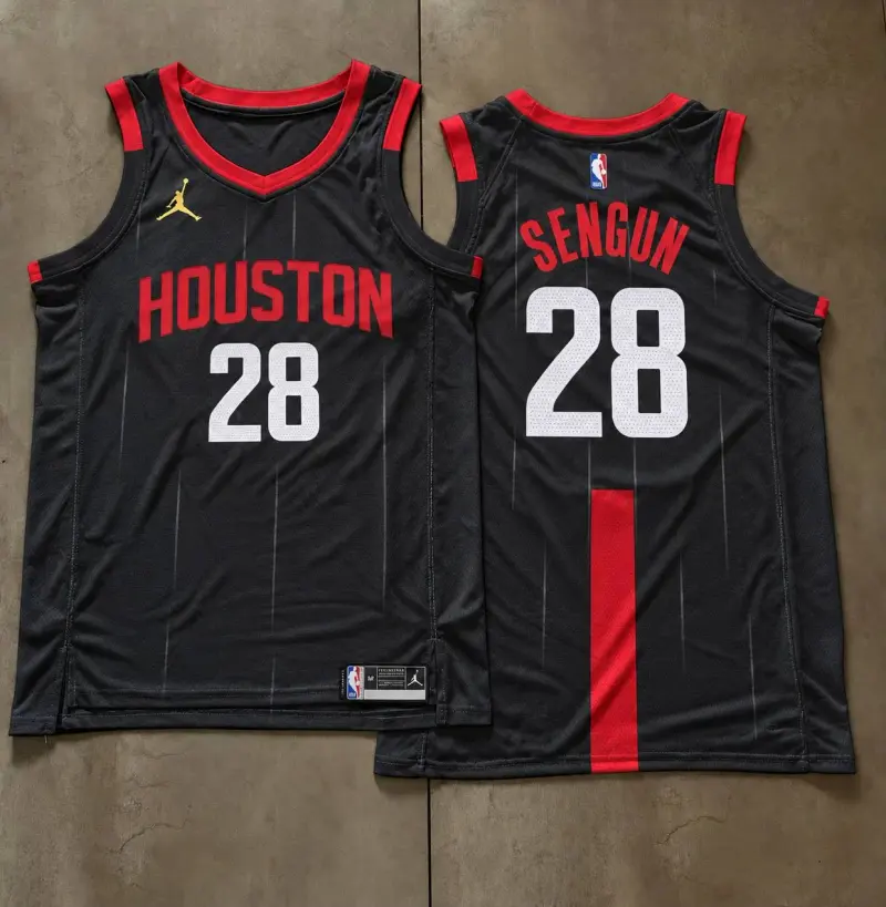 Houston Rockets Alperen Sengun Black Pinstripe Jersey