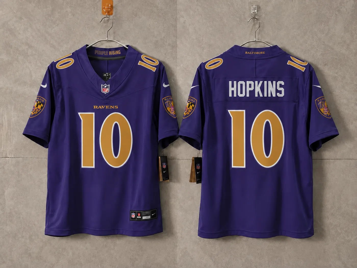 BALTIMORE RAVENS DEANDRE HOPKINS PURPLE/GOLD JERSEY | Cruxchristi