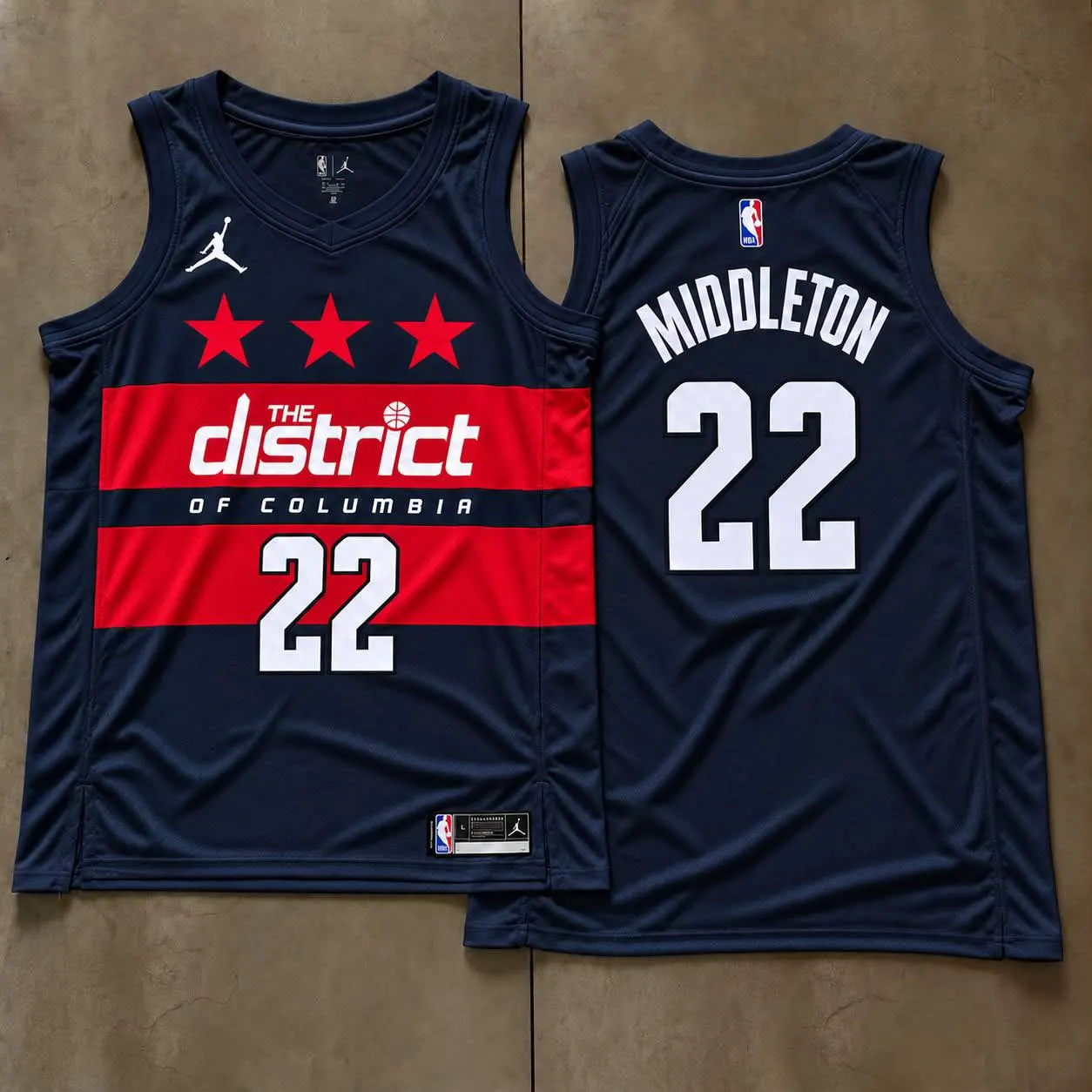 Washington Wizards Khris Middleton Navy Stars Jersey