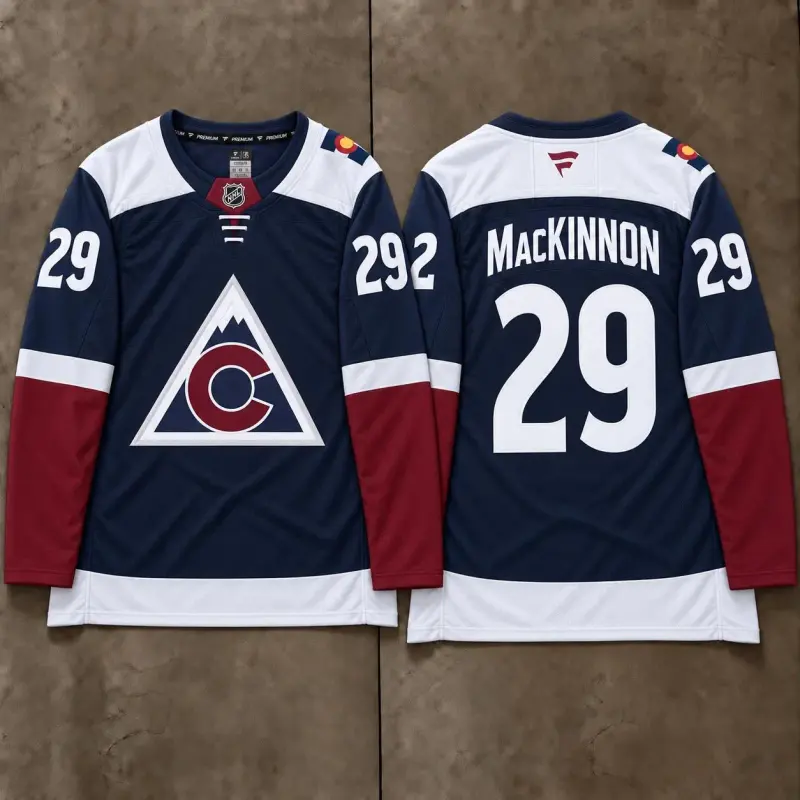 COLORADO AVALANCHE NATHAN MACKINNON BLUE JERSEY