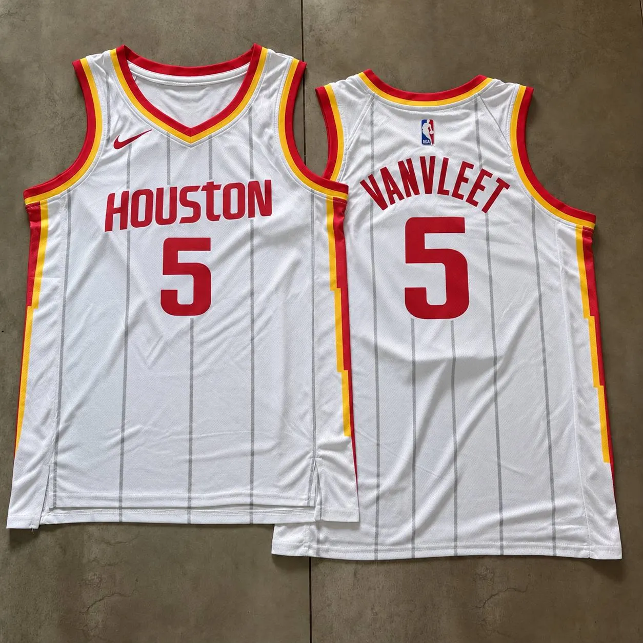 Houston Rockets Fred VanVleet White Pinstripe Jersey