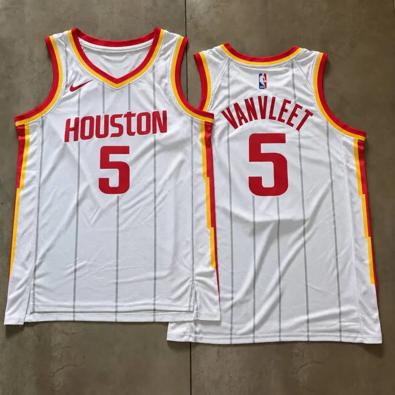 Houston Rockets Fred VanVleet White Pinstripe Jersey