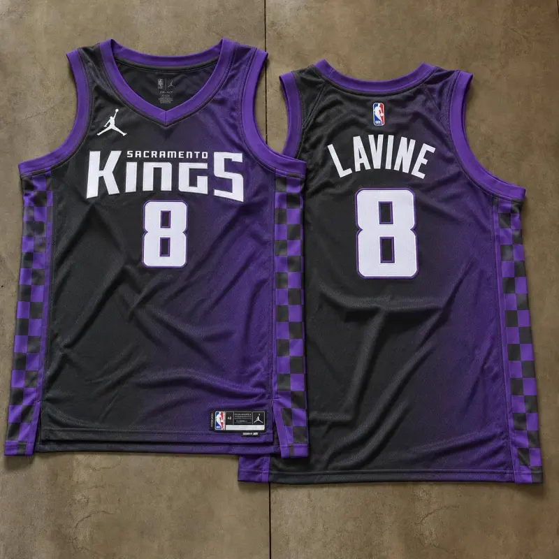 Sacramento Kings Zach LaVine Black And Purple Jersey