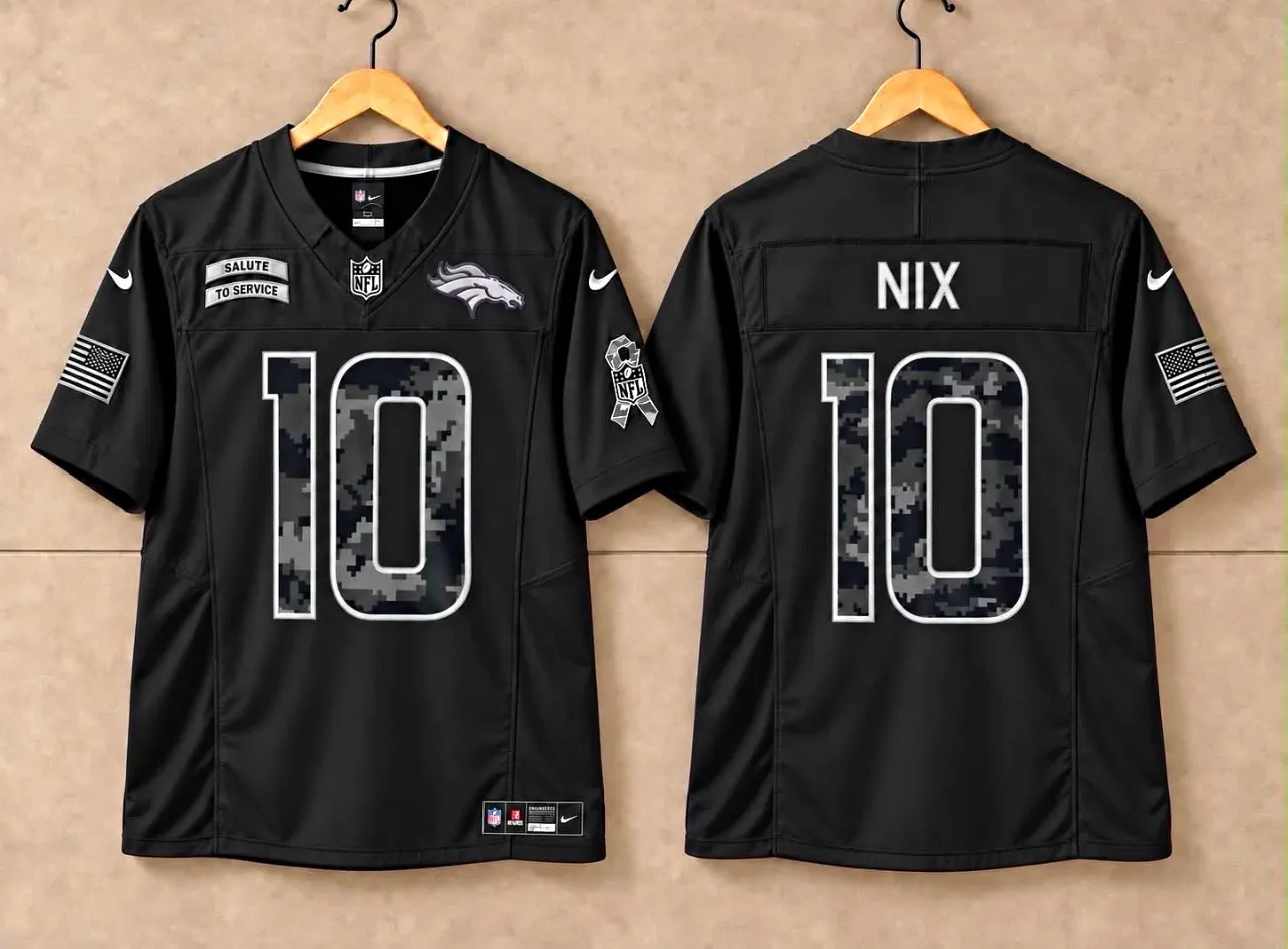 DENVER BRONCOS BO NIX SALUTE TO SERVICE BLACK JERSEY