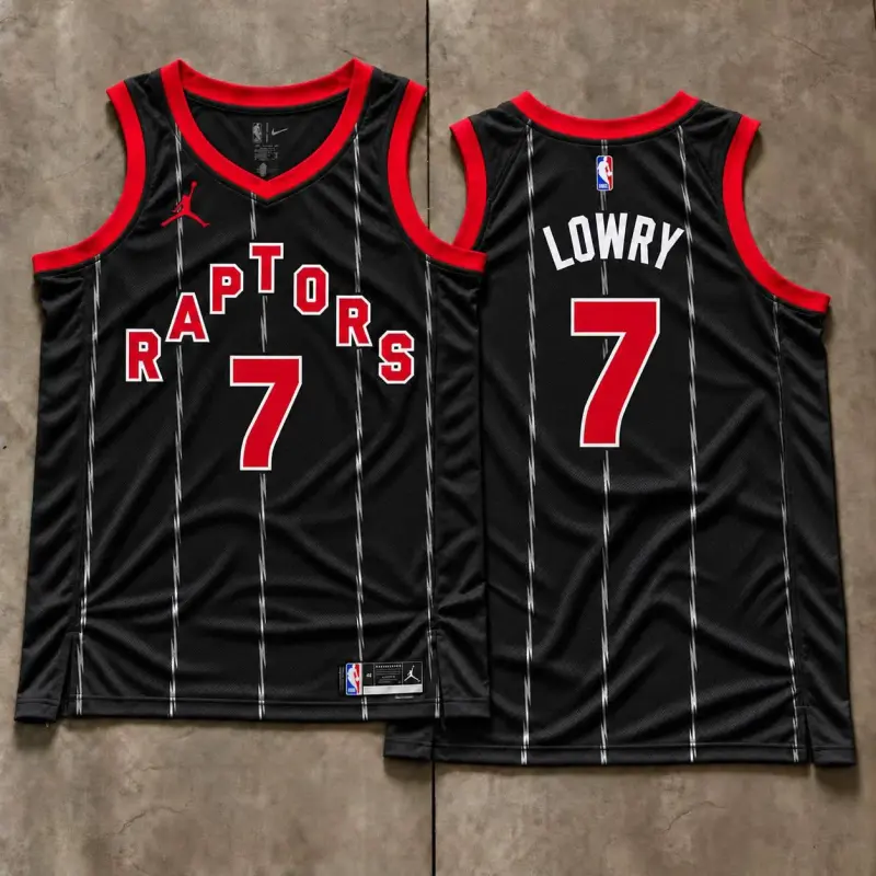 Toronto Raptors Kyle Lowry Black Pinstripe Jersey