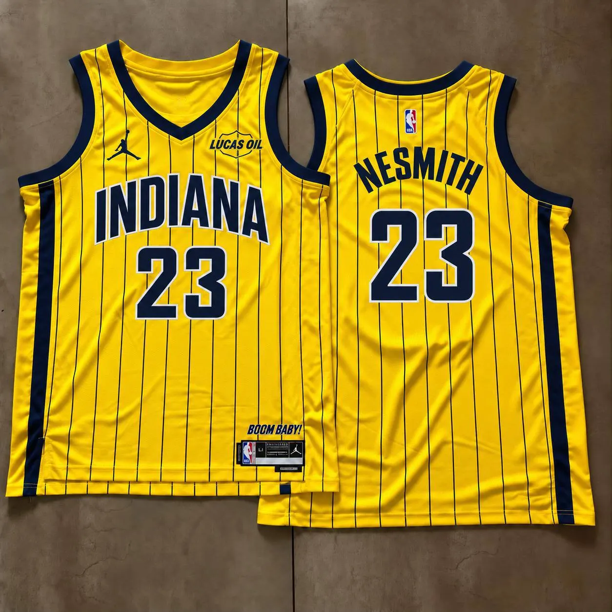 Indiana Pacers Aaron Nesmith Yellow Pinstripe Jersey