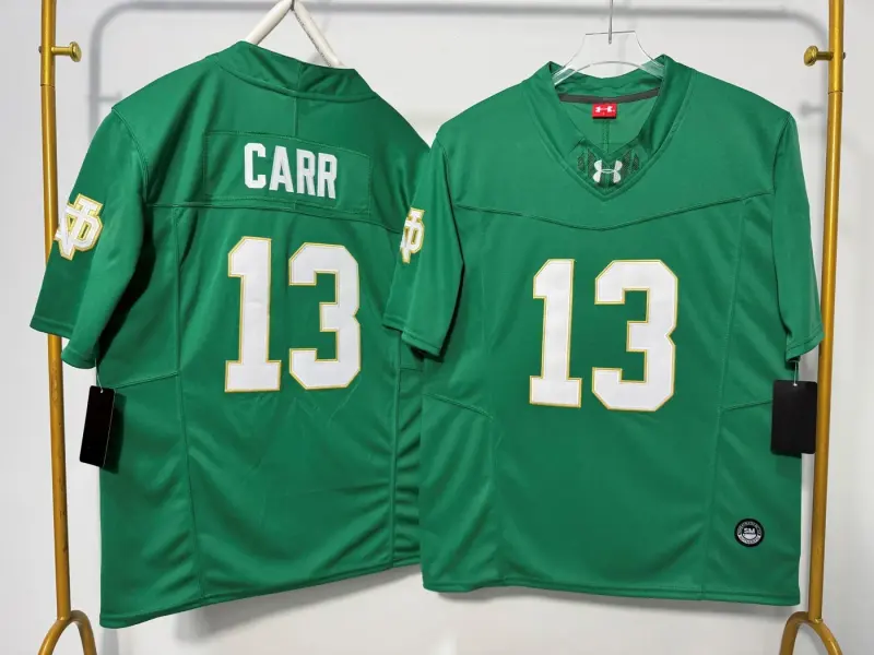 NOTRE DAME FIGHTING IRISH CJ CARR GREEN JERSEY