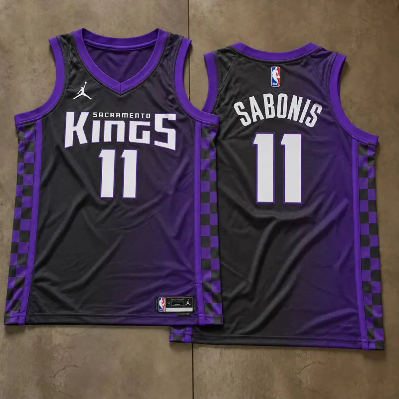 Sacramento Kings Domantas Sabonis Black And Purple Jersey