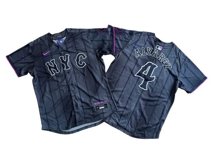 NEW YORK METS FRANCISCO ALVAREZ BLACK JERSEY
