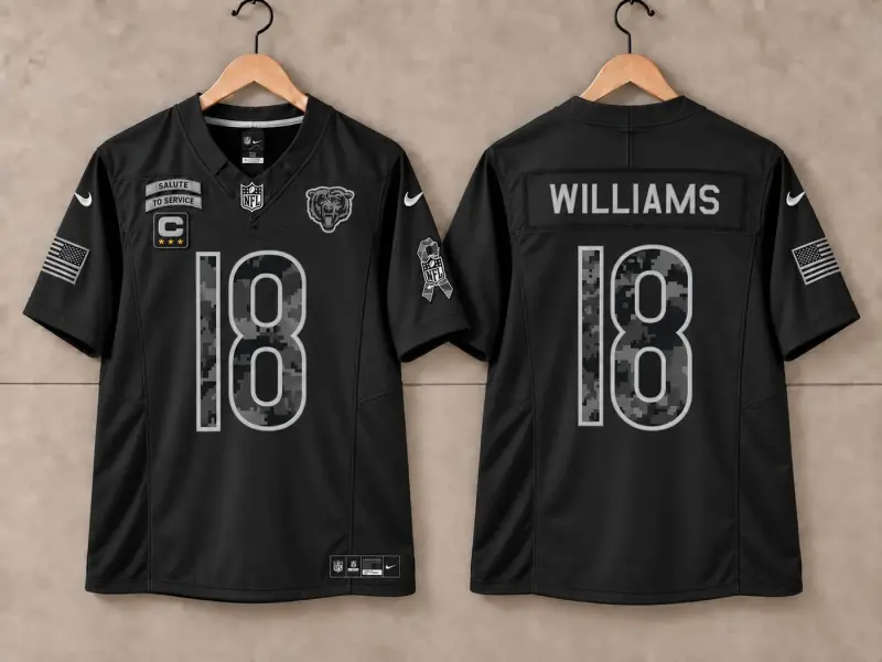 CHICAGO BEARS CALEB WILLIAMS BLACK SALUTE TO SERVICE JERSEY