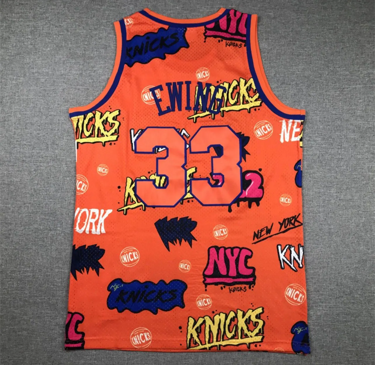 Patrick Ewing Orange Graphic New York Knicks Jersey