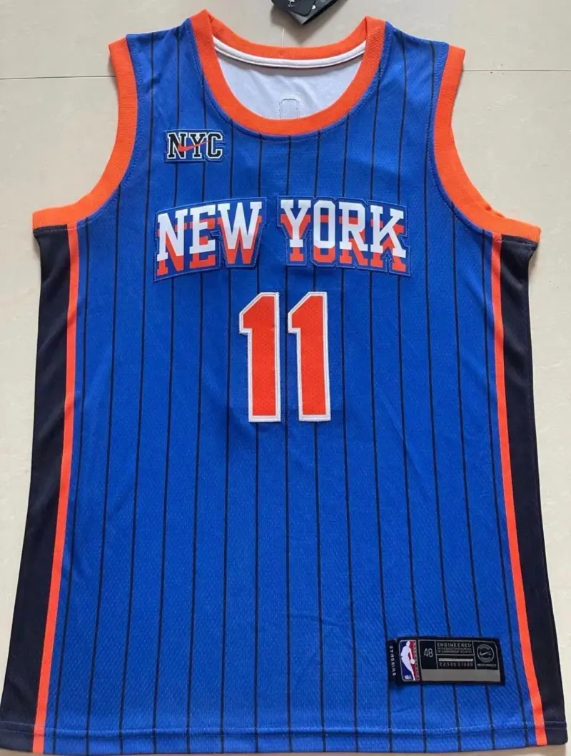 Jalen Brunson Blue Pinstripe New York Knicks Jersey