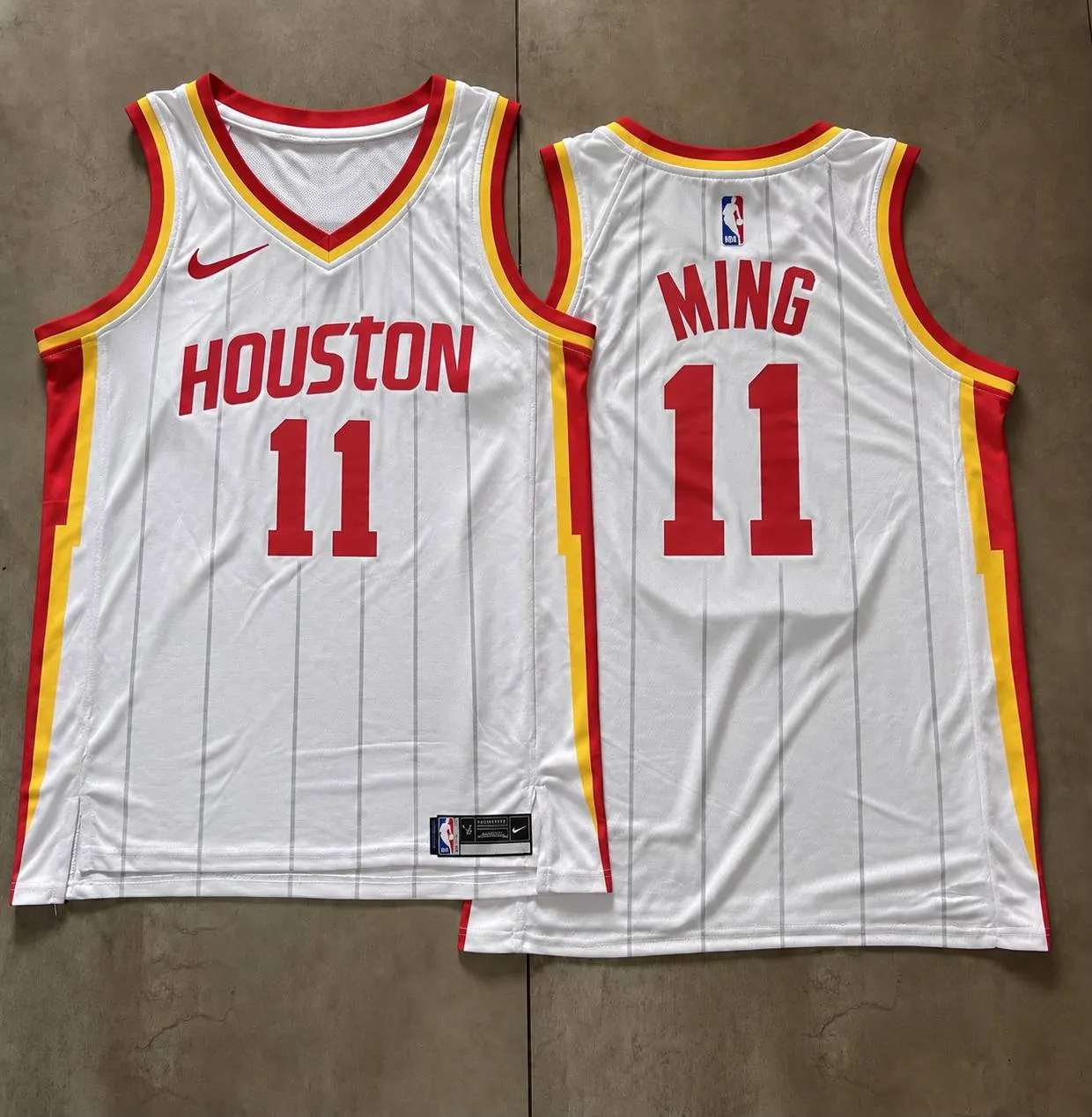Houston Rockets Yao Ming White Pinstripe Jersey