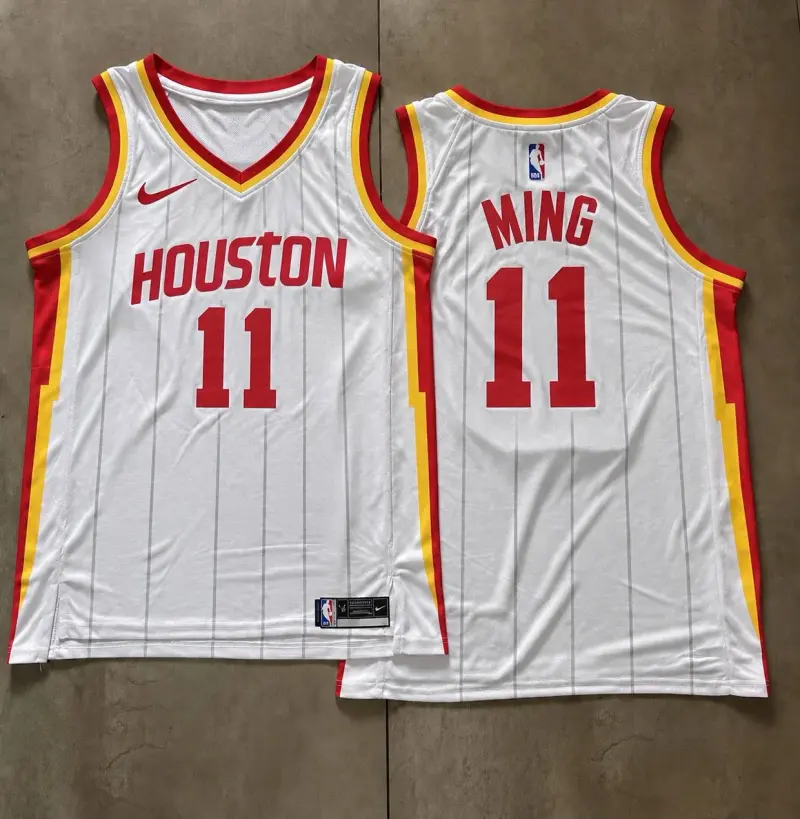 Houston Rockets Yao Ming White Pinstripe Jersey