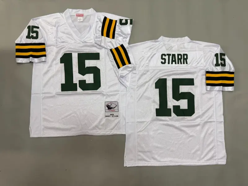 GREEN BAY PACKERS BART STARR WHITE VINTAGE JERSEYS