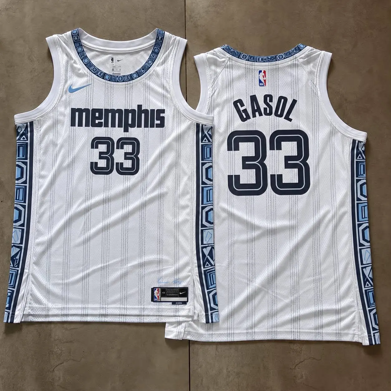 Memphis Grizzlies Marc Gasol White Pinstripe Jersey