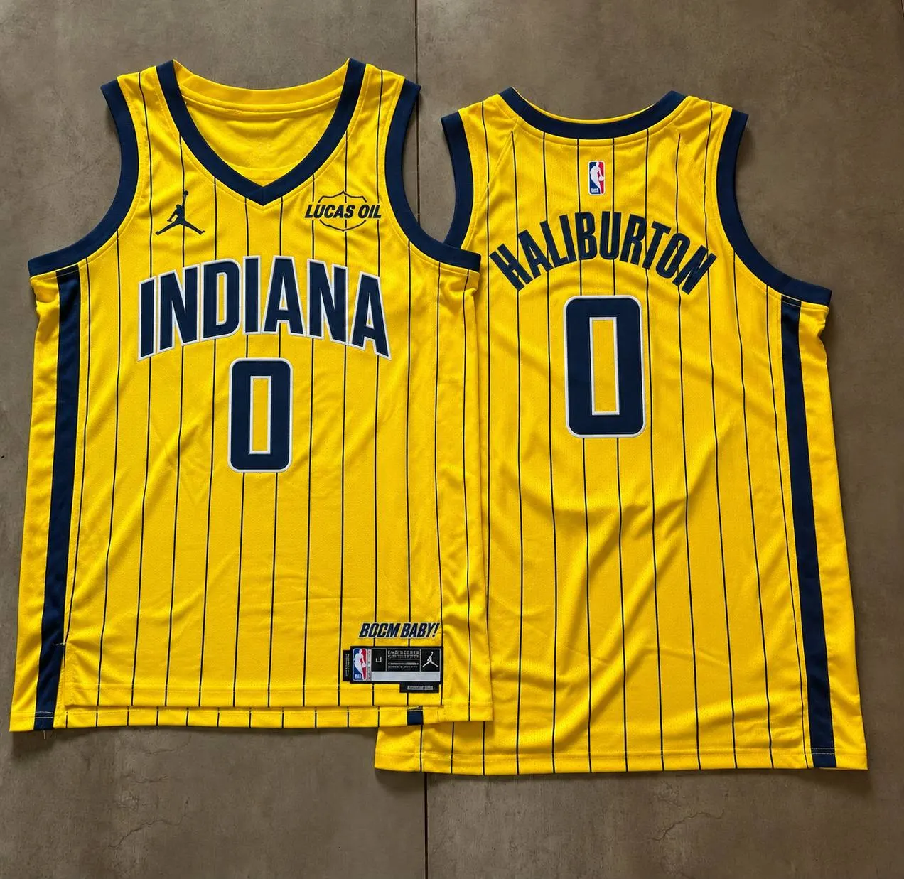 Indiana Pacers Tyrese Haliburton Yellow Pinstripe Jersey