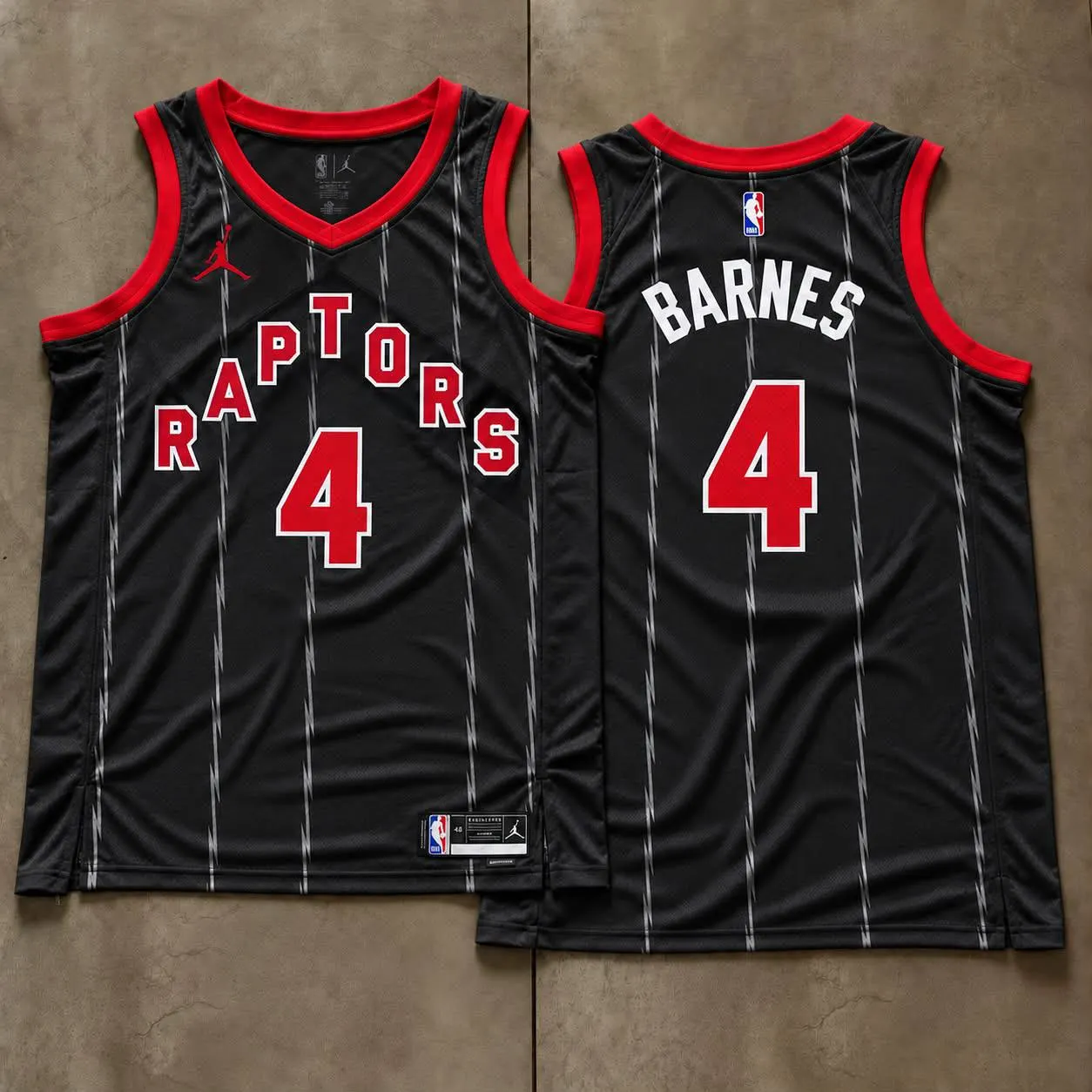 Toronto Raptors Scottie Barnes Black Pinstripe Jersey