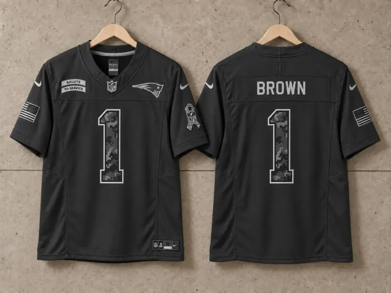 NEW ENGLAND PATRIOTS AJ BROWN BLACK SALUTE TO SERVICE JERSEY