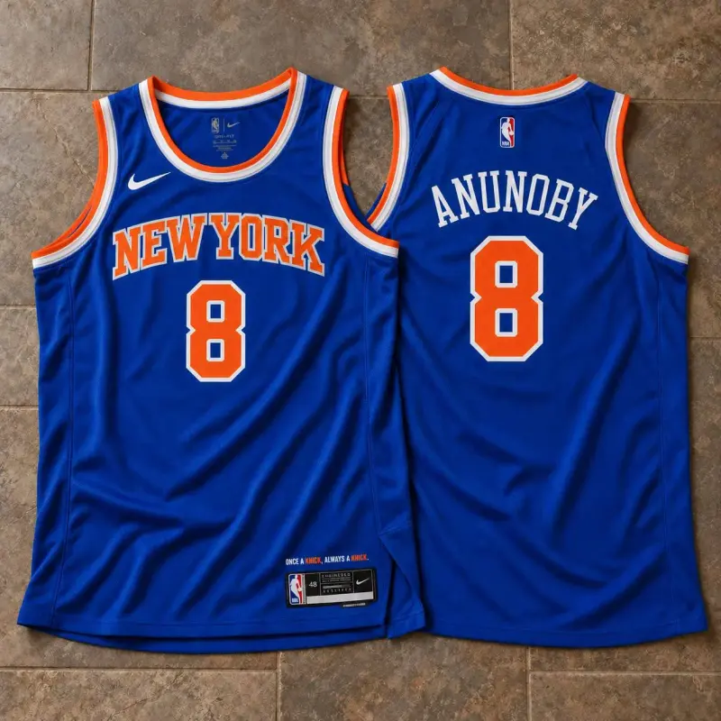 New York Knicks OG Anunoby Blue Jersey