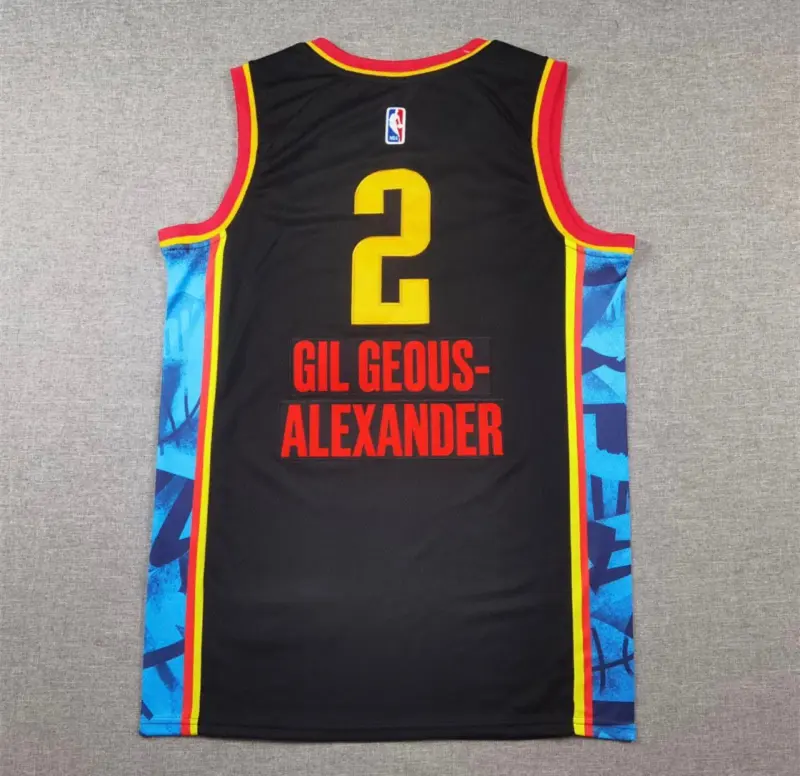 Shai Gilgeous-Alexander Black Multicolor Oklahoma City Thunder Jersey