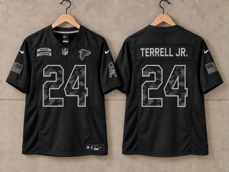 ATLANTA FALCONS AJ TERRELL JR BLACK SALUTE TO SERVICE JERSEY