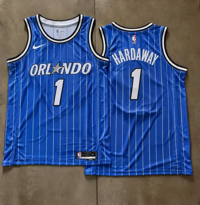 Orlando Magic Anfernee Hardaway Blue Pinstripe Jersey
