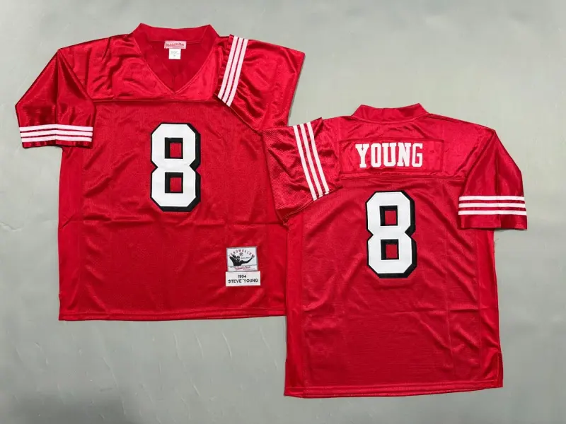 SAN FRANCISCO 49ERS STEVE YOUNG RED VINTAGE JERSEY