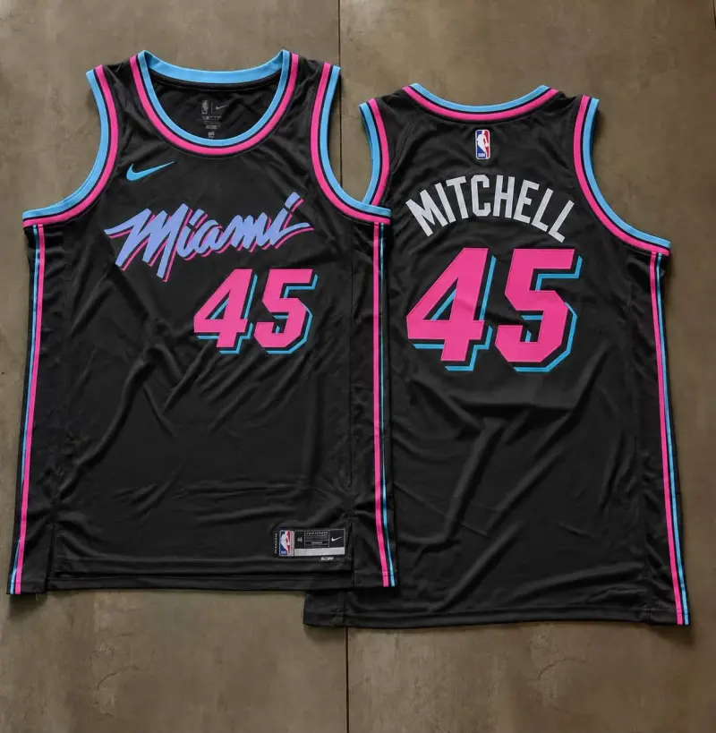 Miami Heat Davion Mitchell Black Vice City Jersey