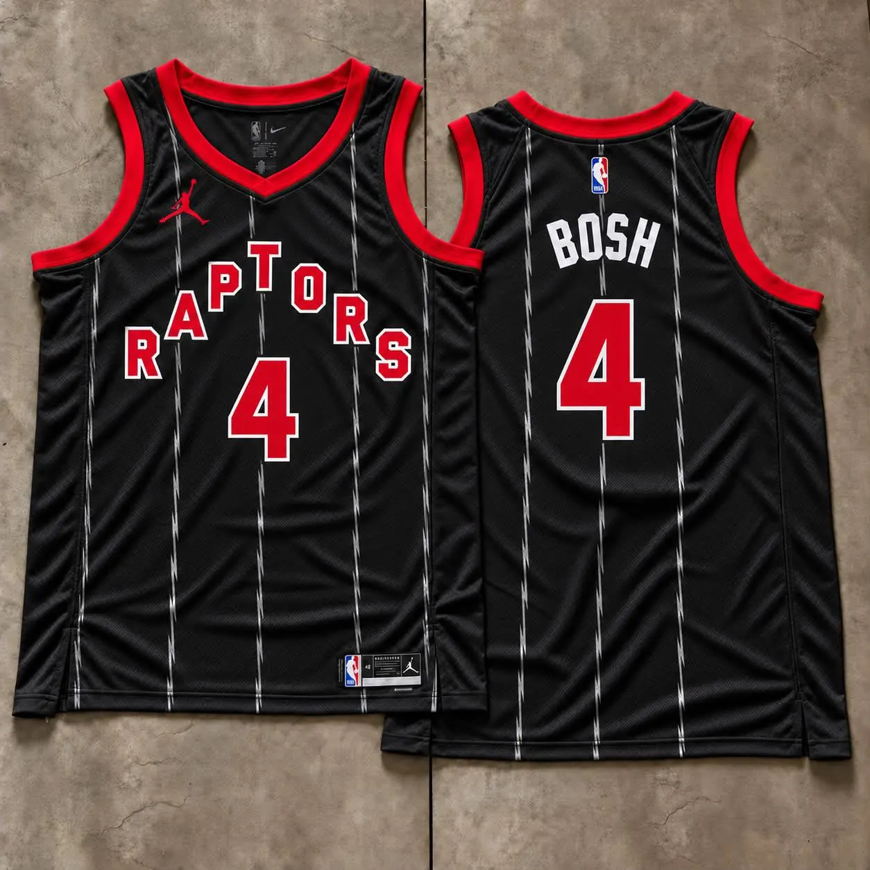 Toronto Raptors Chris Bosh Black Pinstripe Jersey