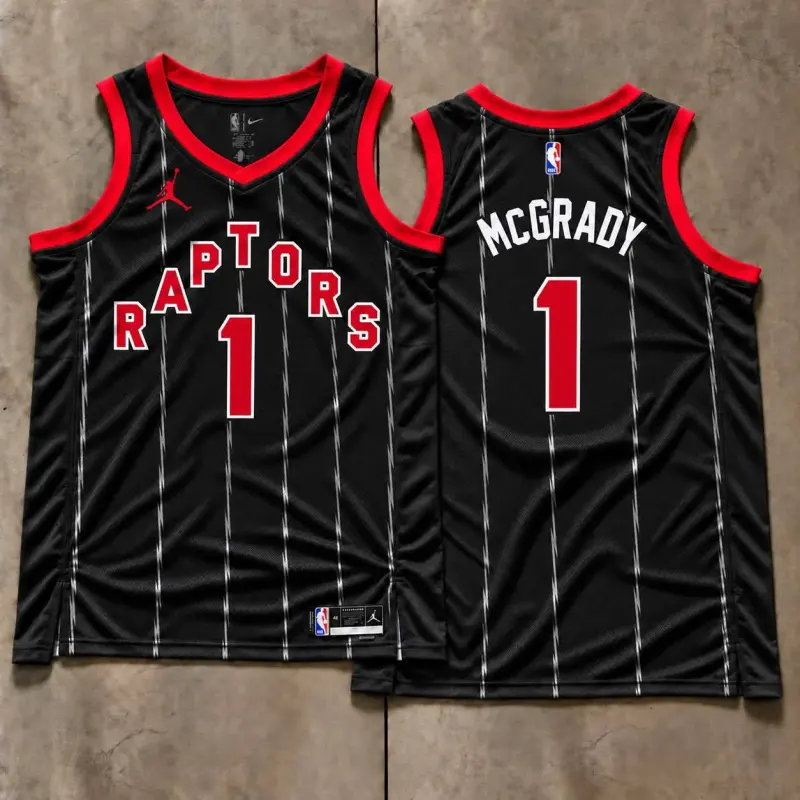 Toronto Raptors Tracy McGrady Black Pinstripe Jersey