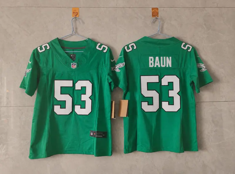 PHILADELPHIA EAGLES ZACH BAUN KELLY GREEN JERSEY