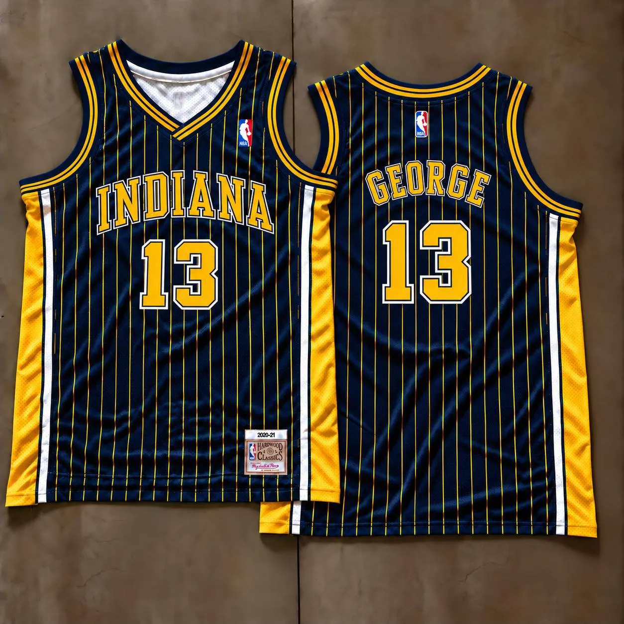 Indiana Pacers Paul George Navy Pinstripe Jersey