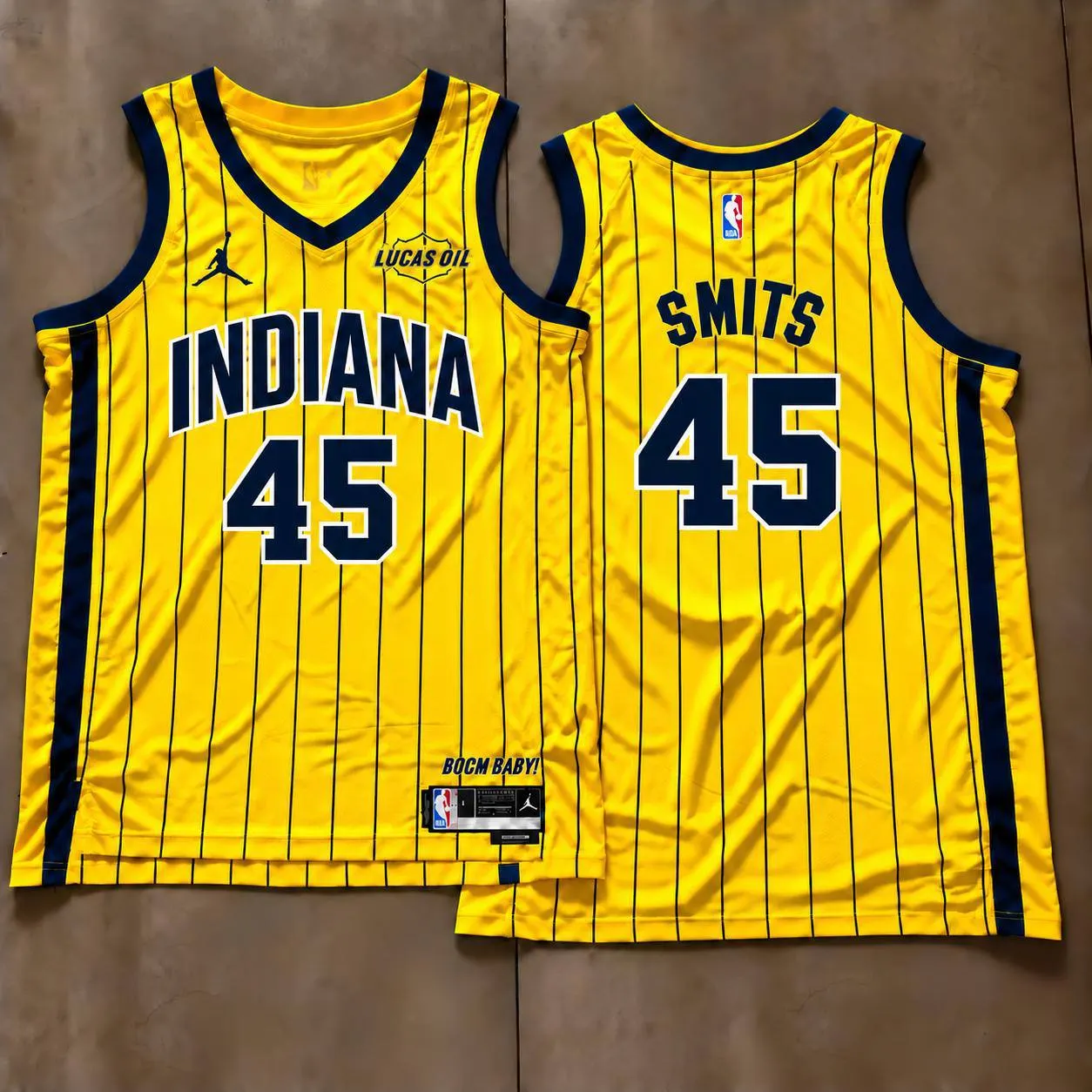 Indiana Pacers Rik Smits Yellow Pinstripe Jersey
