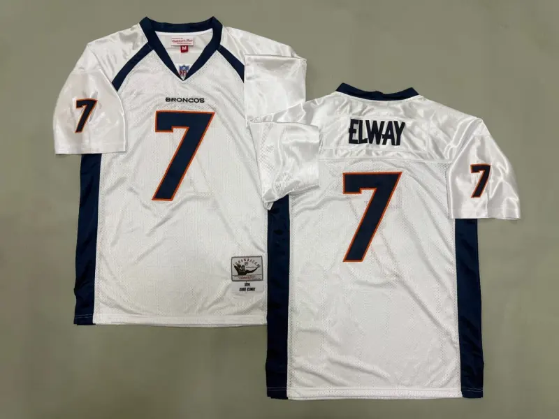 DENVER BRONCOS JOHN ELWAY WHITE VINTAGE JERSEY