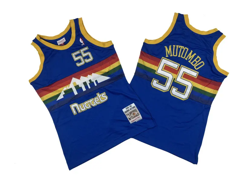 DENVER NUGGETS DIKEMBE MUTOMBO BLUE VINTAGE JERSEY